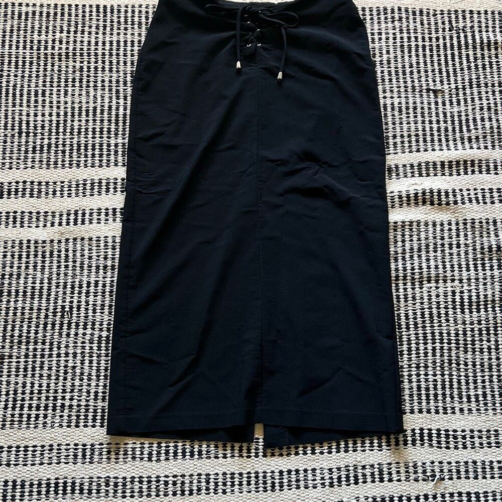 Wildlife Sportswear Size 12 Black vintage maxi Skirt Front tie Boho / whimsy